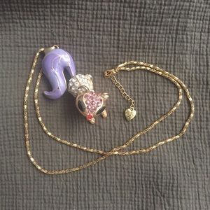 Betsey Johnson rhinestone skunk/squirrel necklace
